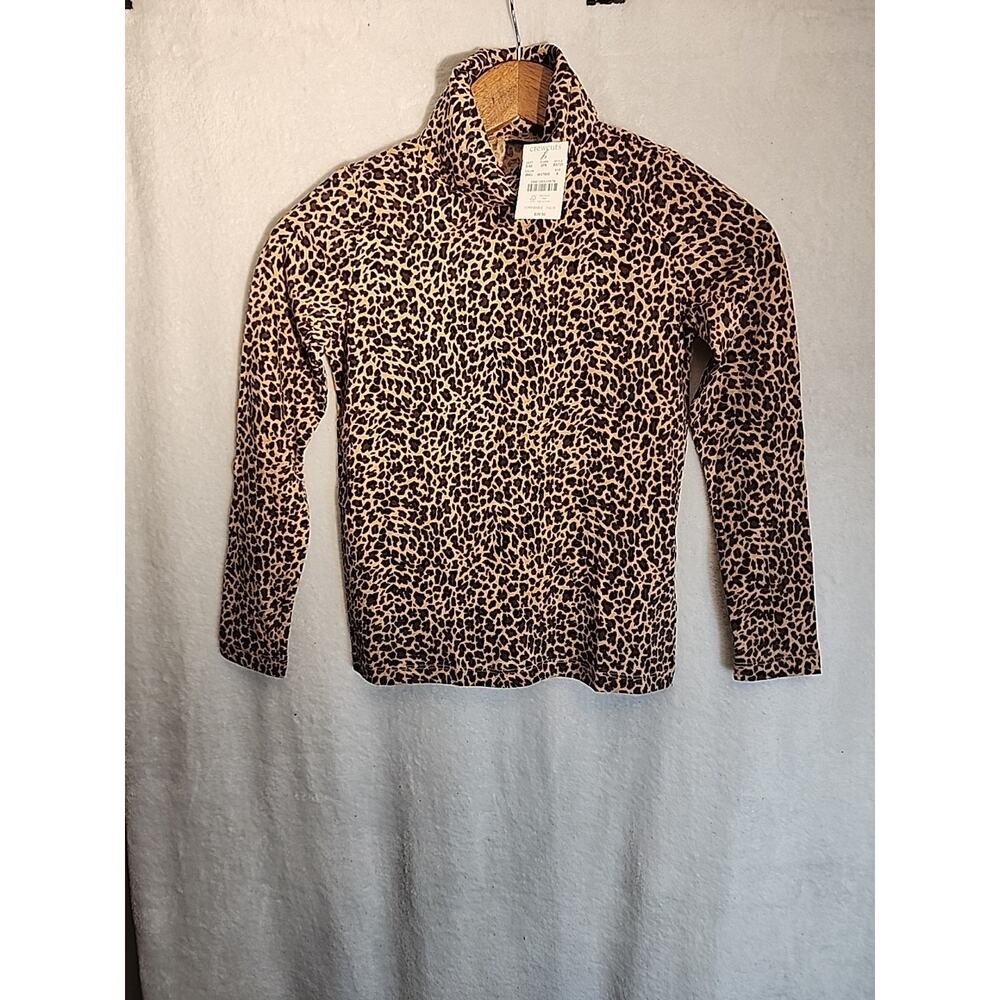 J.Crew Girls Cotton Leopard Print Tissue Turtleneck Long Sleeve Size 8 New